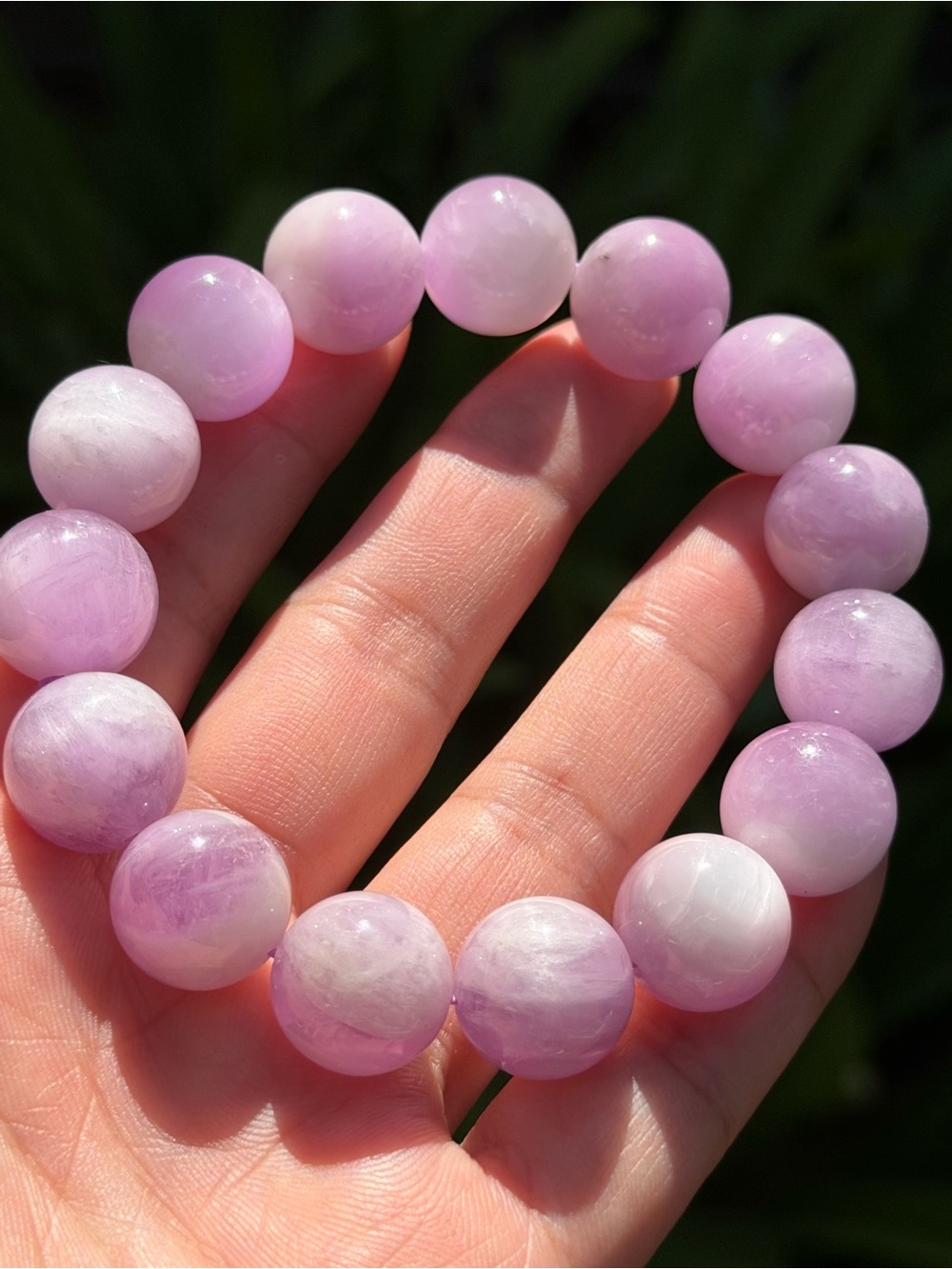 14.5mm Stretchable Natural Kunzite Beaded Bracelet 2192